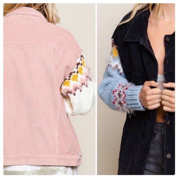 POL Winter Corduroy & Knitted Sleeve Jacket - Picture 11 of 16